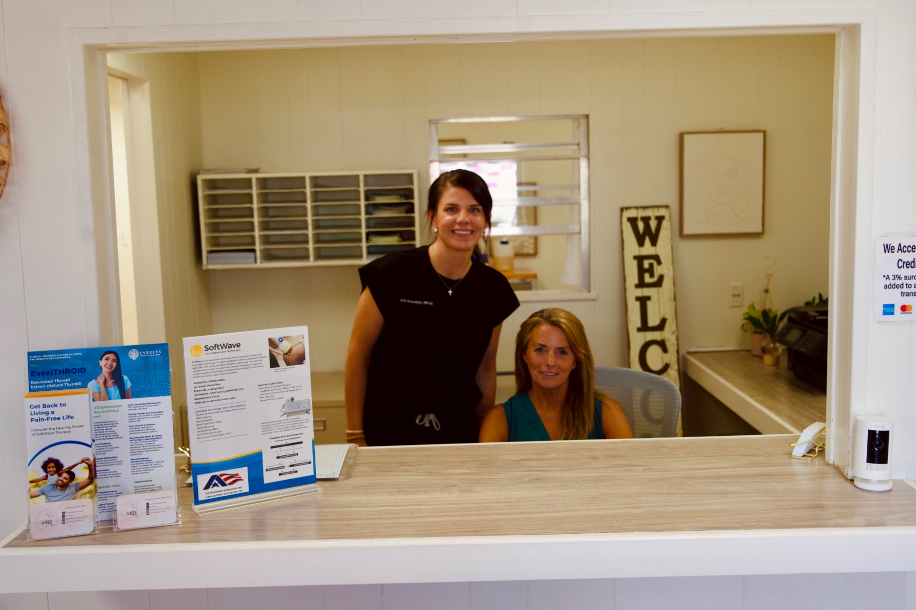 The Vibe Wellness team welcoming patients at the front desk